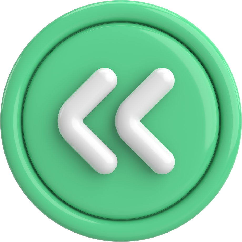 Previous button. Back button. 3D illustration.